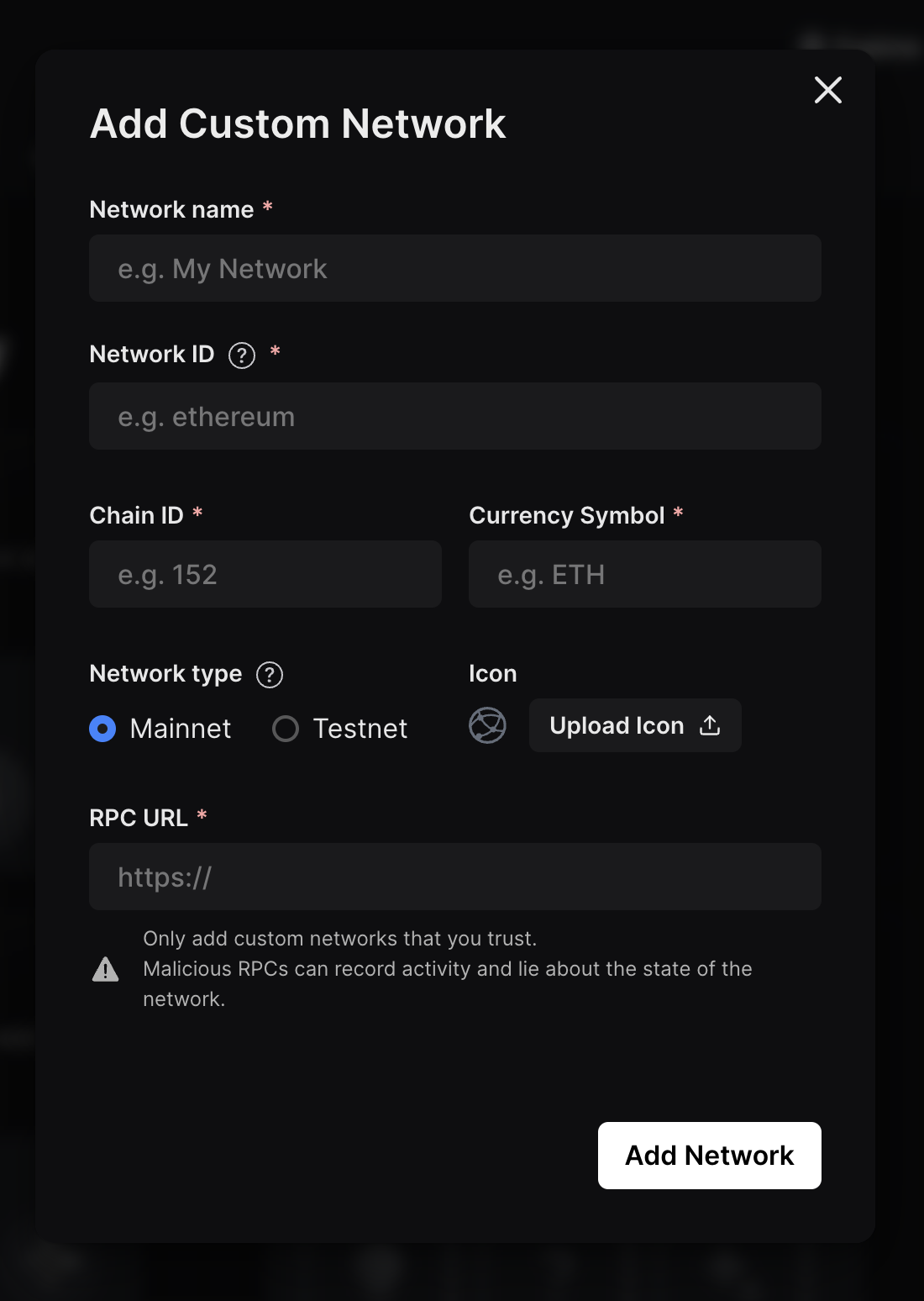 Add Custom Network